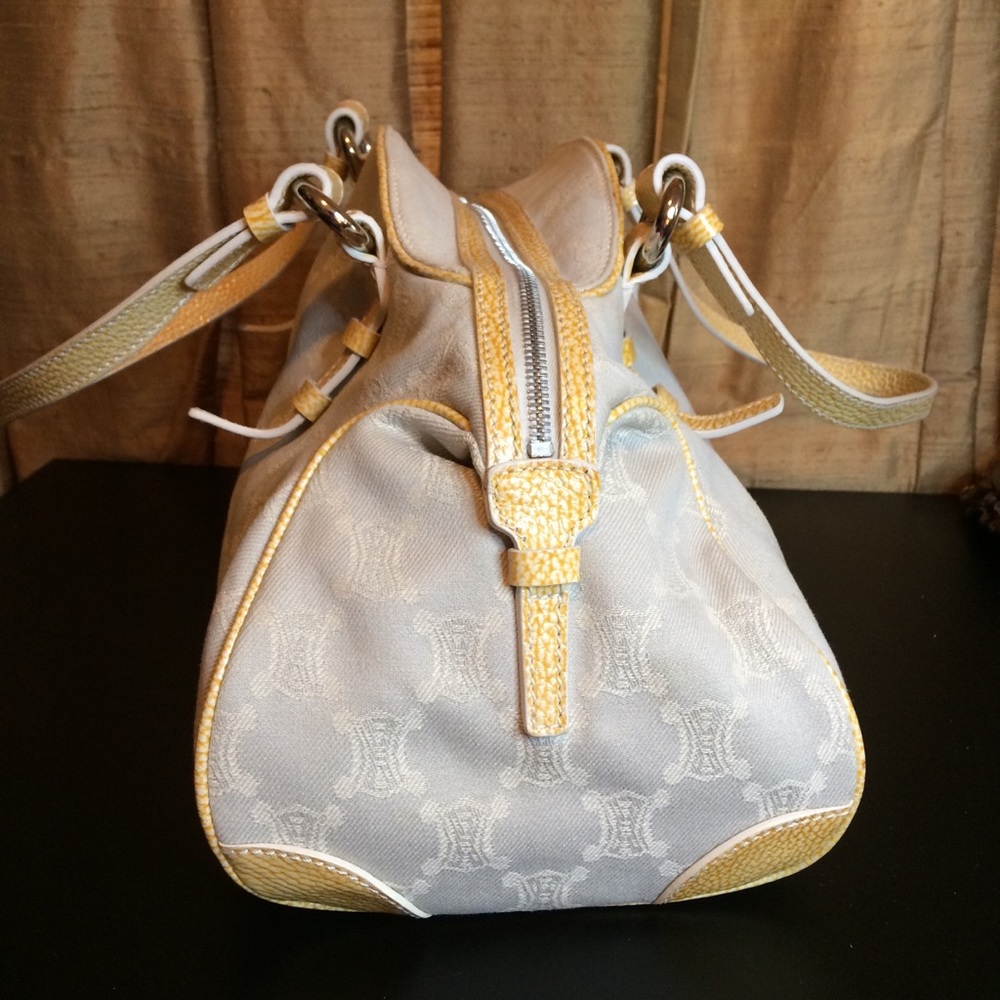 SOLD!!!! Celine Pale Blue Canvas w/Light Yellow Trim/Handle - Picture 4 of 15